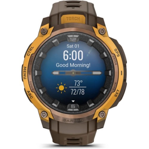 Смарт-часы Garmin Instinct Crossover AMOLED, BronzeSunburst/Cocoa, GPS смарт-годинник (010-03398-01)