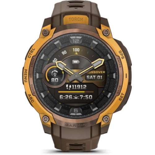 Смарт-часы Garmin Instinct Crossover AMOLED, BronzeSunburst/Cocoa, GPS смарт-годинник (010-03398-01)