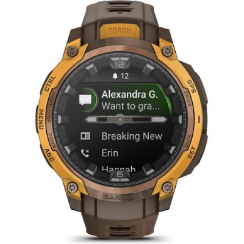 Смарт-часы Garmin Instinct Crossover AMOLED, BronzeSunburst/Cocoa, GPS смарт-годинник (010-03398-01)