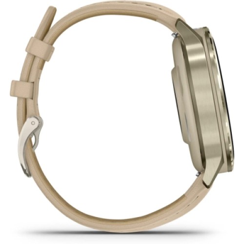 Смарт-часы Garmin Venu 4 (41mm), Beige w/ Lunar Gold + Leather, GPS смарт-годинник (010-03013-03)
