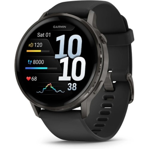 Смарт-часы Garmin Venu 4 (45mm), Black w/ Slate + Black, GPS смарт-годинник (010-03014-00)