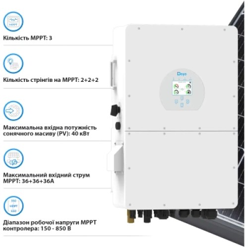 Солнечный инвертор Deye SUN-25K-SG02HP3-EU, 25кВт (SUN-25K-SG02HP3-EU)