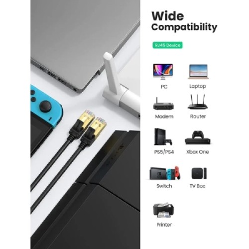 Патч-корд 1м, F/FTP cat 7 RJ-45 black Ugreen (U_11268) Патч-корд 1м, F/FTP cat 7 RJ-45 black Ugreen (U_11268)