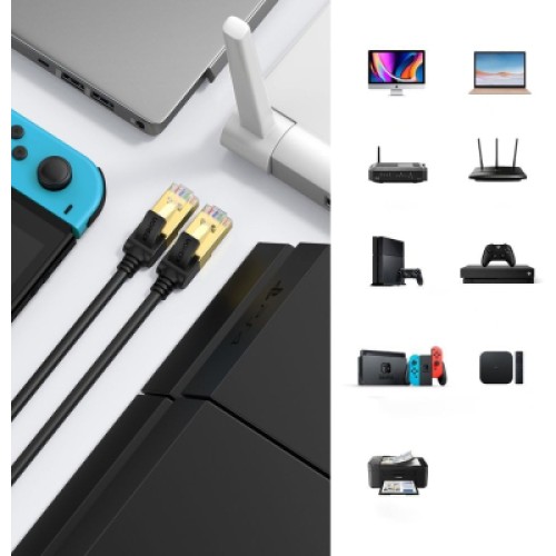 Патч-корд 15м, F/FTP cat 7 RJ-45 black Ugreen (U_11274)