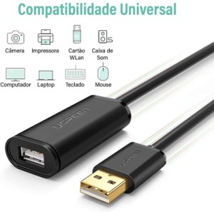 Дата кабель USB 2.0 AM to AF 20.0m Active black Ugreen (10324)