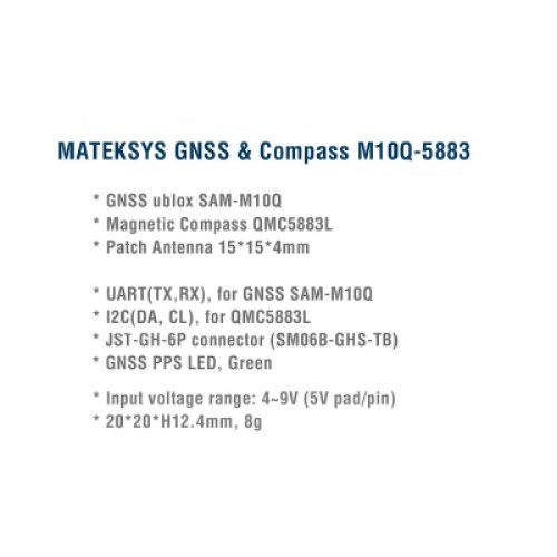 GPS модуль для дрона MATEK M10Q-5883 GNSS + Compass (M10Q5883)
