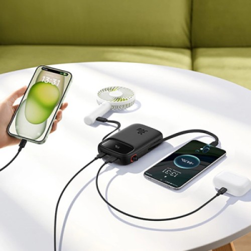 Батарея универсальная Baseus 10000mAh Qpow 2 30W PD/3.0, QC/3.0, w/built-in USB-C cable, Black (P10055008113)