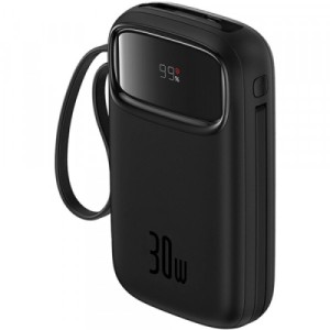 Батарея універсальна Baseus 10000mAh Qpow 2 30W PD/3.0, QC/3.0, w/built-in USB-C cable, Black (P10055008113)