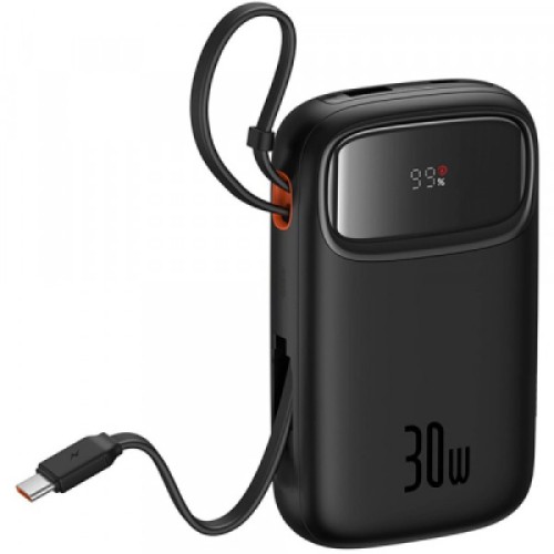 Батарея универсальная Baseus 10000mAh Qpow 2 30W PD/3.0, QC/3.0, w/built-in USB-C cable, Black (P10055008113)