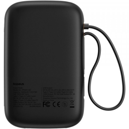 Батарея универсальная Baseus 10000mAh Qpow 2 30W PD/3.0, QC/3.0, w/built-in USB-C cable, Black (P10055008113)