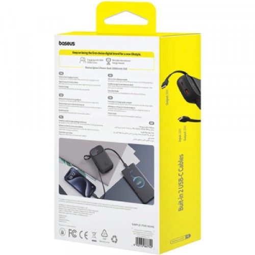 Батарея универсальная Baseus 10000mAh Qpow 2 30W PD/3.0, QC/3.0, w/built-in USB-C cable, Black (P10055008113)