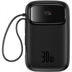 Батарея універсальна Baseus 10000mAh Qpow 2 30W PD/3.0, QC/3.0, w/built-in USB-C cable, Black (P10055008113)