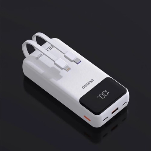 Батарея универсальная Dudao K15Pro 20000mAh PD/22.5W, QC, with built-in cables, White (6977196682447)