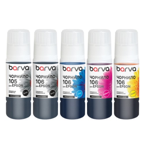 Чернила Barva Epson 105/106 5x70 мл OneKey, BK/PB/C/M/Y, SET (E105-070-MP) Чернила Barva Epson 105/106 5x70 мл OneKey, BK/PB/C/M/Y, SET (E105-070-MP)