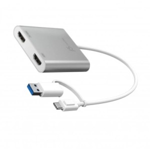 Адаптер USB-C/A to 2xHDMI F dual display J5create (JCA365-N)