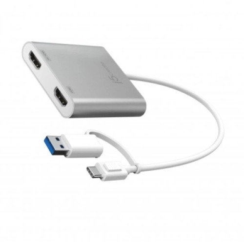 Адаптер USB-C/A to 2xHDMI F dual display J5create (JCA365-N)