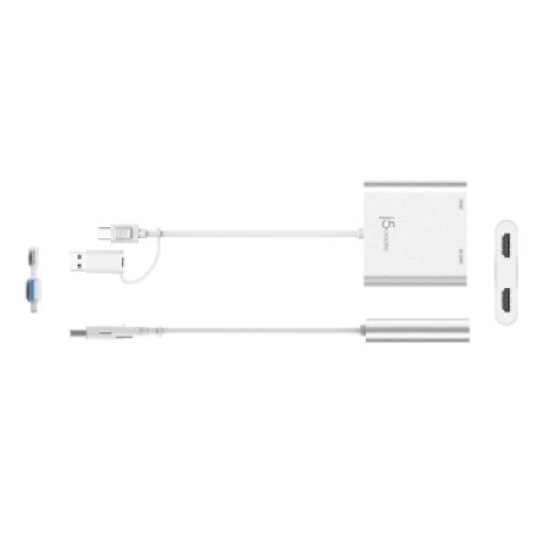 Адаптер USB-C/A to 2xHDMI F dual display J5create (JCA365-N)