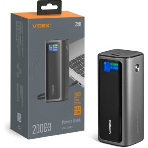 Батарея універсальна Videx 20000mAh 130W PD/100W TFT LCD Display (VPB-350-G)