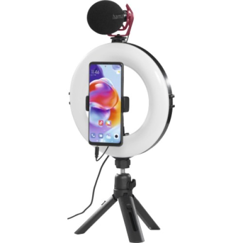 Набор блогера Hama Smartphone Tripod Smart-80 V2, 9.5cм, Bluetooth, LED ring (00004657)