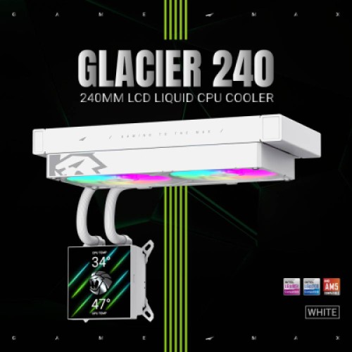 Система жидкостного охлаждения Gamemax GLACIER 240 LCD WH