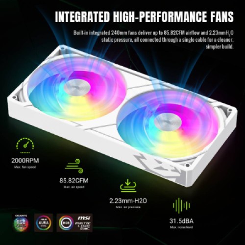 Система жидкостного охлаждения Gamemax GLACIER 240 LCD WH