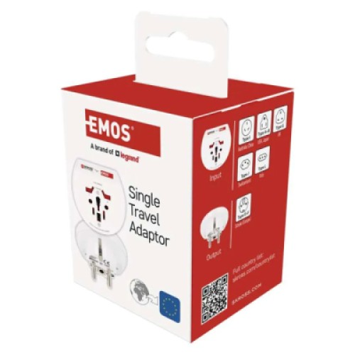 Переходник Travel Adapter EU to USA,GB,JP,CN,AU,DE,HU,SI CZ,SK,PL EMOS (P0055N)