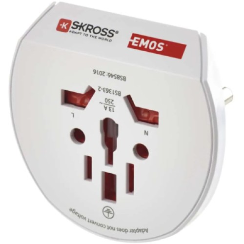 Переходник Travel Adapter EU to USA,GB,JP,CN,AU,DE,HU,SI CZ,SK,PL EMOS (P0055N)