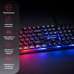 Клавіатура Hölmer K-01GS RGB Backlight USB UA Black (K-01GS)