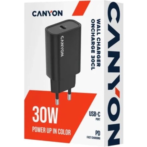 Зарядное устройство Canyon USB-C PD30W OnCharge Black (CNE-CHA30CLB)