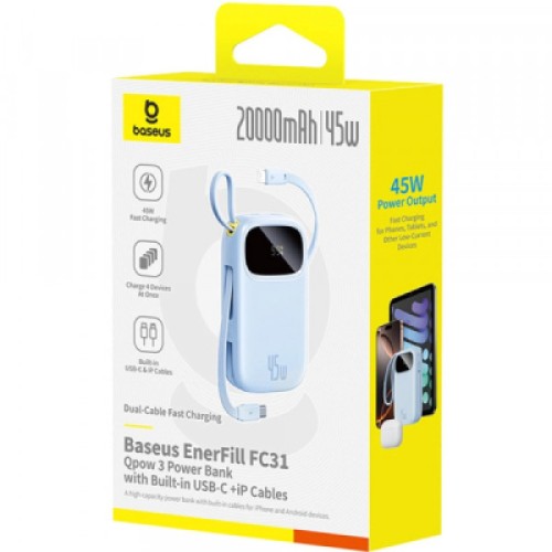 Батарея универсальная Baseus EnerFill FC31 Qpow 3 20000mAh 45W PD/3.0 QC/4.0 Blue (E0028D03)