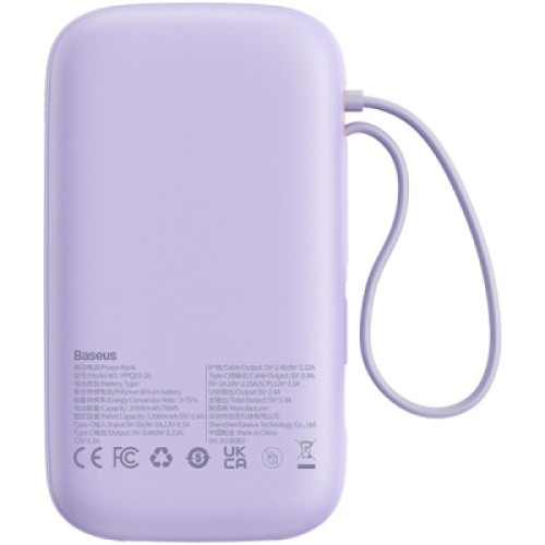 Батарея универсальная Baseus Qpow2 20000mAh 22.5W PD, QC/3.0, Purple (P10055002513-00)