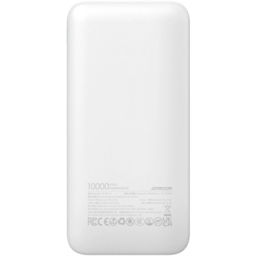 Батарея универсальная JOYROOM 10000mAh 12W QC, 2xUSB-A, USB-C In/Out White (JR-PBF12)