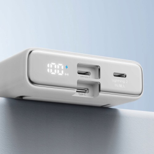 Батарея универсальная JOYROOM Magnetic Wireless 10000mAh 20W QC, USB-C In/Out White (JR-PBM01 / 6941237112545)