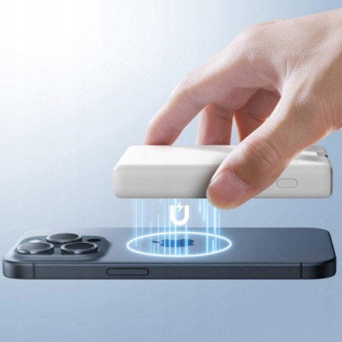 Батарея универсальная JOYROOM Magnetic Wireless 10000mAh 20W QC, USB-C In/Out White (JR-PBM01 / 6941237112545)