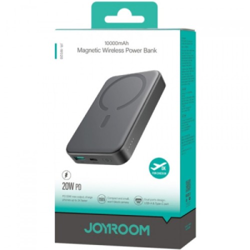 Батарея универсальная JOYROOM Magnetic Wireless 10000mAh 20W PD, QC, USB-C In/Out Black (JR-W020 / 6941237118455)