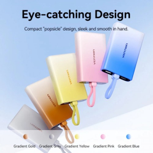 Батарея универсальная VENTION 10000mAh 22,5W PD, USB-A, USB-C In/Out, Lightning In/Out, LED display, Blue (FHZL0)