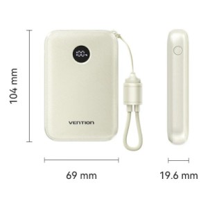 Батарея универсальная VENTION 10000mAh 22,5W Fast Charging, USB-A, 2xUSB-C Beige (FKAN0-C)