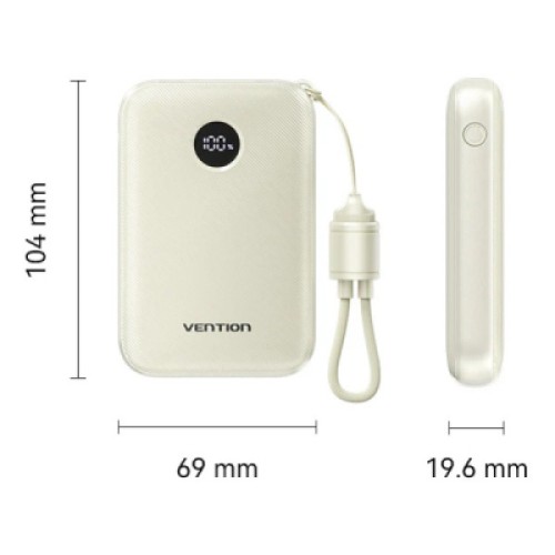 Батарея универсальная VENTION 10000mAh 22,5W Fast Charging, USB-A, 2xUSB-C Beige (FKAN0-C)