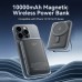 Батарея универсальная VENTION Magnetic Wireless 10000mAh 20W PD USB-C In/Out, QI-15W Black (FHNB0)