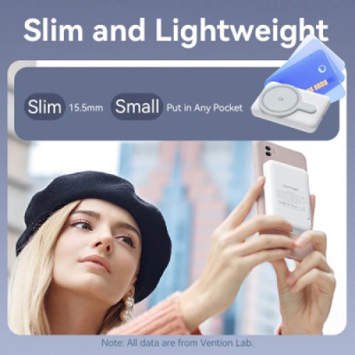 Батарея универсальная VENTION Magnetic Wireless 5000mAh 20W PD, USB-C, QI-15W Pink (FHSP0)