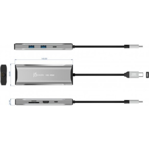 Порт-репликатор J5create Dock-Station USB-C 10Gbps, 7-in-1 (хаб/HDMI/PD/картридер) (JCD393-N) Порт-репликатор J5create Dock-Station USB-C 10Gbps, 7-in-1 (хаб/HDMI/PD/картридер) (JCD393-N)