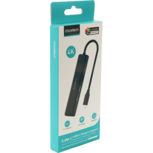 Порт-репликатор Choetech Dock-Station USB-C 5-in-1 (HDMI/PD/USB-A/USB-C) (HUB-M80-BK)