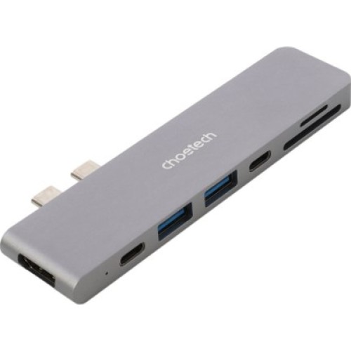 Порт-репликатор Choetech Dock-Station USB-C 7-in-1 (HDMI/картридер/USB-A/USB-C, for MacBook Pro/Air) (HUB-M14-GY-V2)