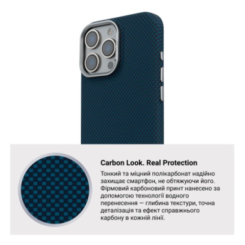 Чехол для мобильного телефона Armorstandart LikeCarbon2 MagCase Apple iPhone 16 Pro Kevlar Dark Blue (ARM88594)