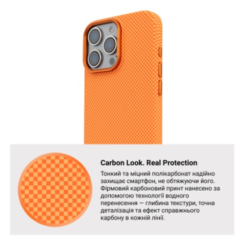 Чехол для мобильного телефона Armorstandart LikeCarbon2 MagCase Apple iPhone 16 Pro Kevlar Orange (ARM88596)