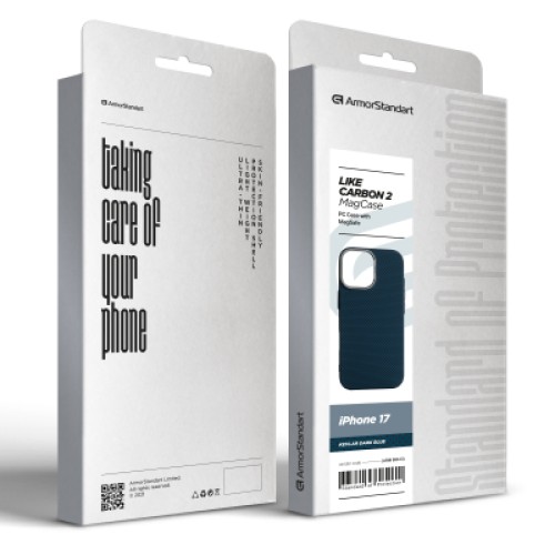 Чехол для мобильного телефона Armorstandart LikeCarbon2 MagCase Apple iPhone 17 Kevlar Dark Blue (ARM88613)
