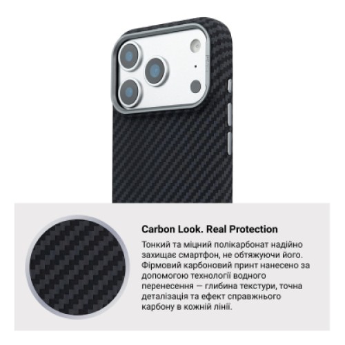 Чехол для мобильного телефона Armorstandart LikeCarbon2 MagCase Apple iPhone 17 Pro Carbon Black (ARM86258)
