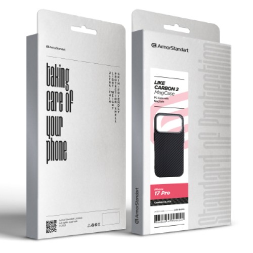 Чехол для мобильного телефона Armorstandart LikeCarbon2 MagCase Apple iPhone 17 Pro Carbon Black (ARM86258)