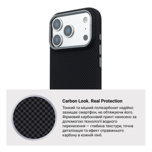Чехол для мобильного телефона Armorstandart LikeCarbon2 MagCase Apple iPhone 17 Pro Kevlar Black (ARM88378)