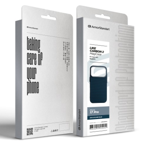Чехол для мобильного телефона Armorstandart LikeCarbon2 MagCase Apple iPhone 17 Pro Kevlar Dark Blue (ARM88554)